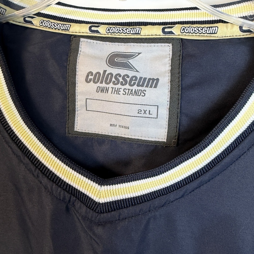 Colosseum Notre Dame Wind Breaker Jacket Plus Size 2XL Pull Over Zipper Navy Tan - Picture 2 of 16
